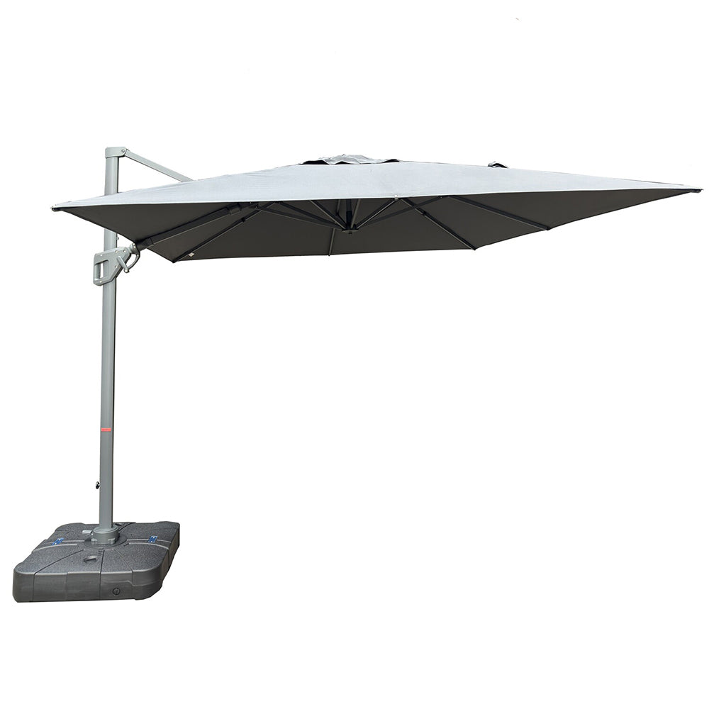 Sombrilla Florencia gris 3m con poste lateral y tela poliéster – Sombrillas México