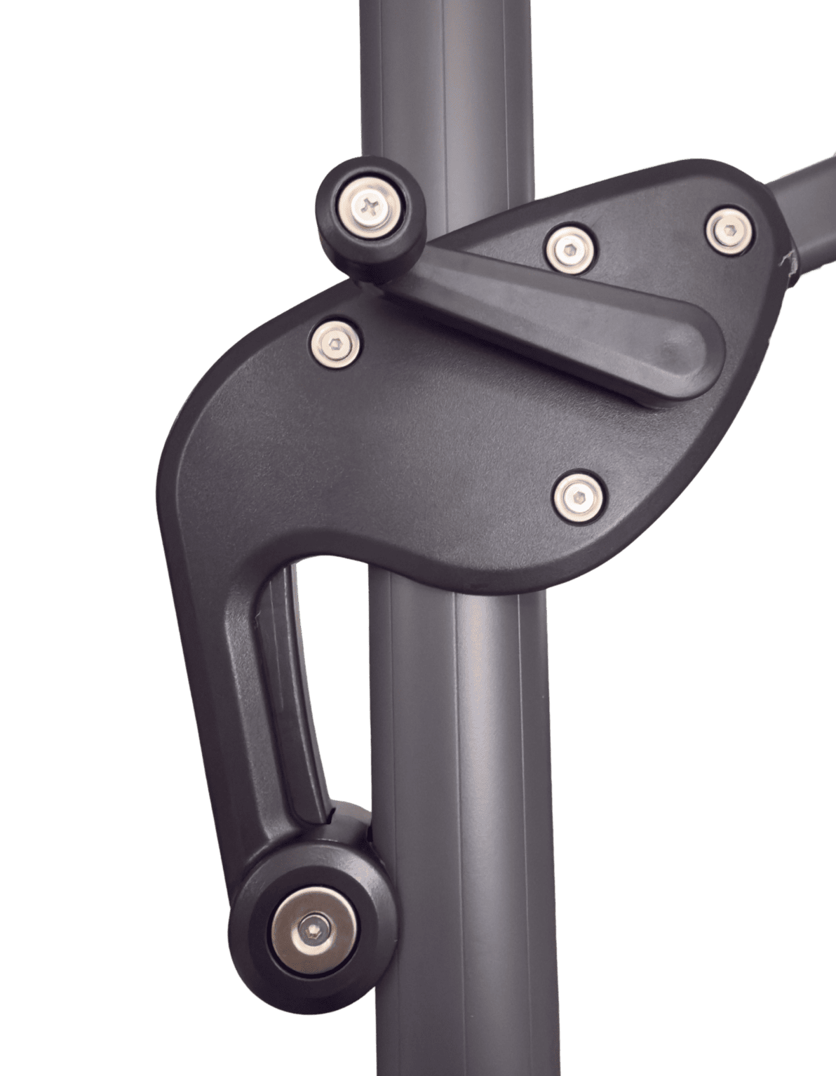 Detalle de la manivela de apertura de la Sombrilla Luca color avena 3m con estructura de aluminio – Sombrillas México