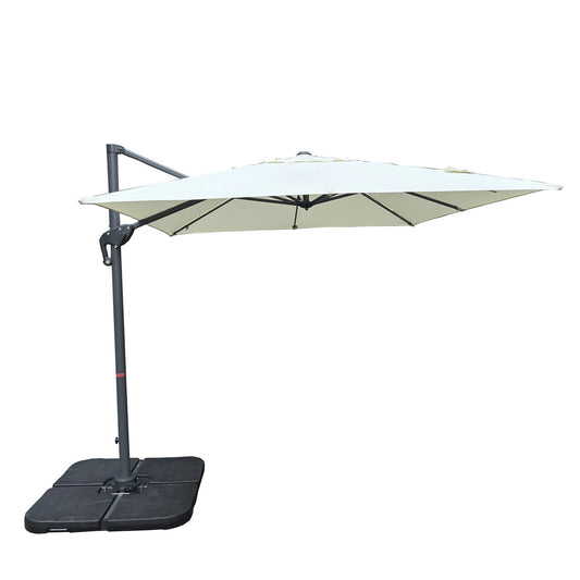 Sombrilla Luca color avena de poliéster 3m con poste lateral y base incluida – Sombrillas México