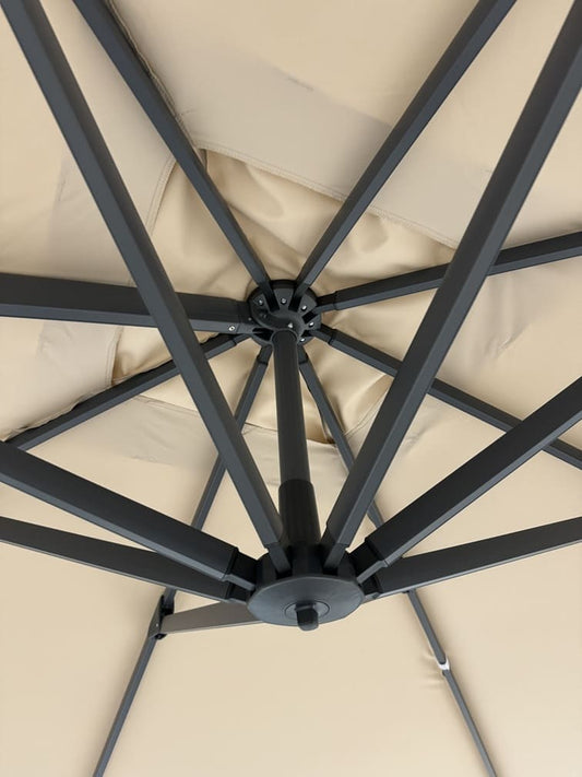 Detalle de estructura interna sombrilla Verona beige 3m de aluminio – Sombrillas México