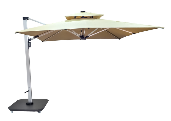 Sombrilla Roma 3X3 LED Beige con base de granito